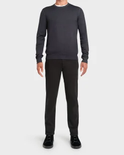 Anthracite Grey Crew Neck Wool Sweater