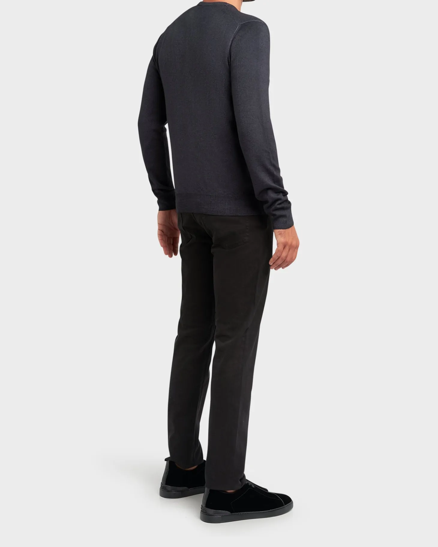 Anthracite Grey Crew Neck Wool Sweater