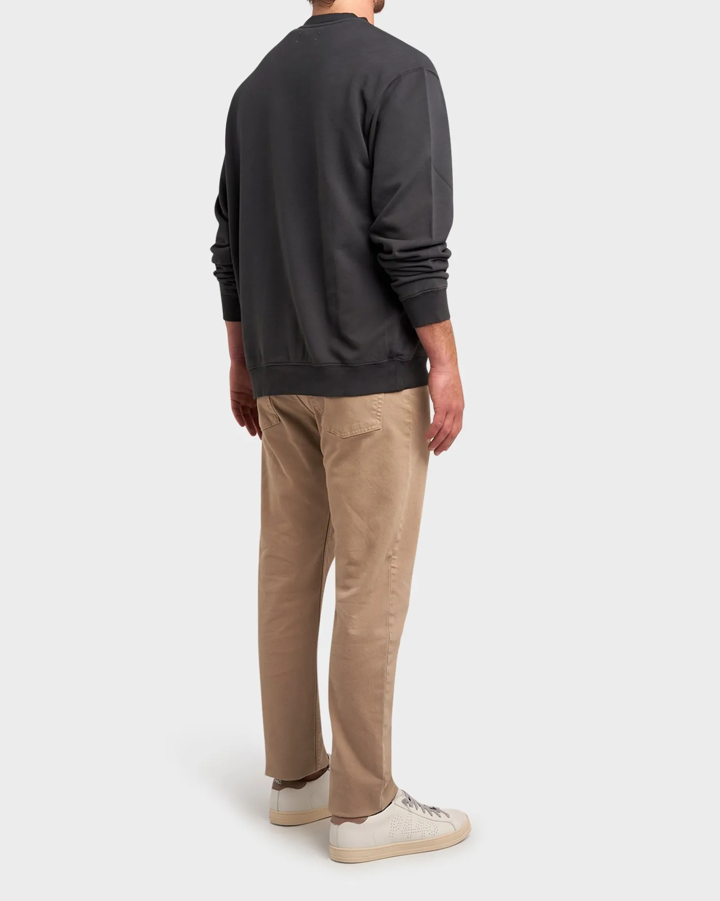 Anthracite Grey Terry Cotton Crew Neck Sweater