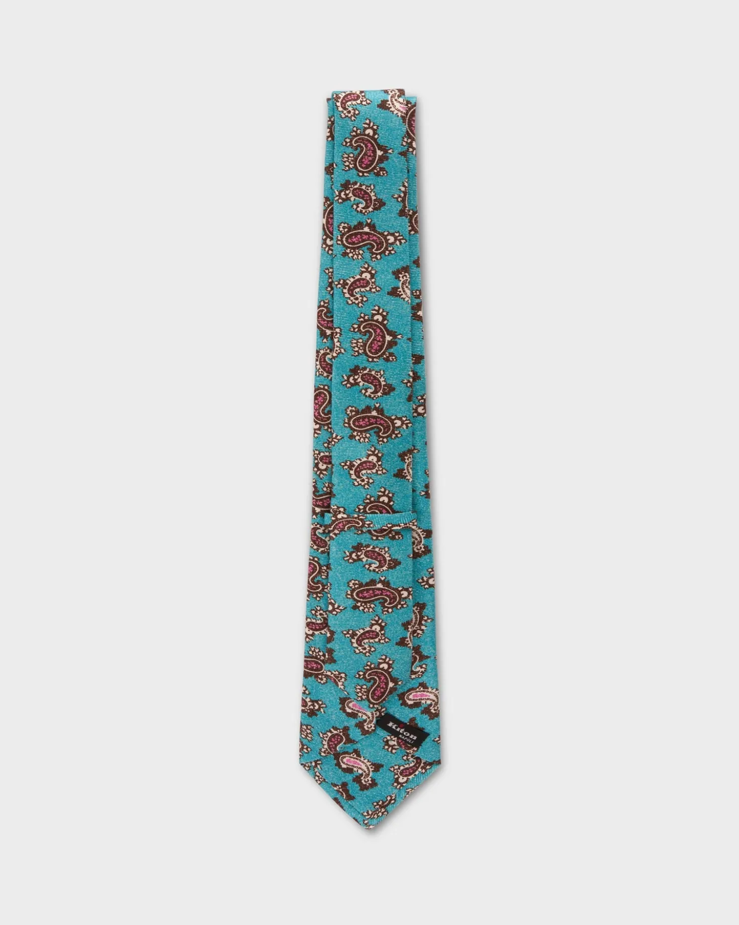 Aqua And Brown Paisley Silk Tie