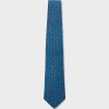 Aqua With Red Orange And Yellow Pattern Silk Tie
