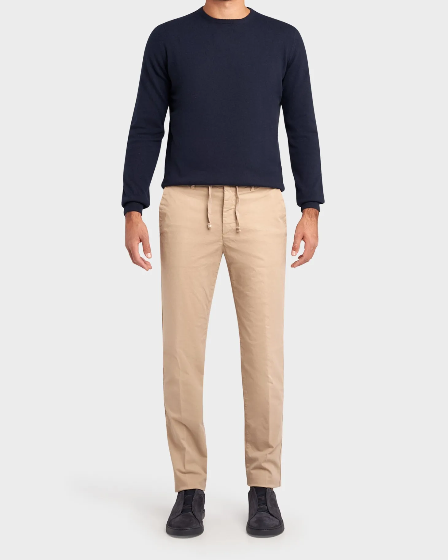 Beige Brushed Cotton Stretch Comfort Chinos