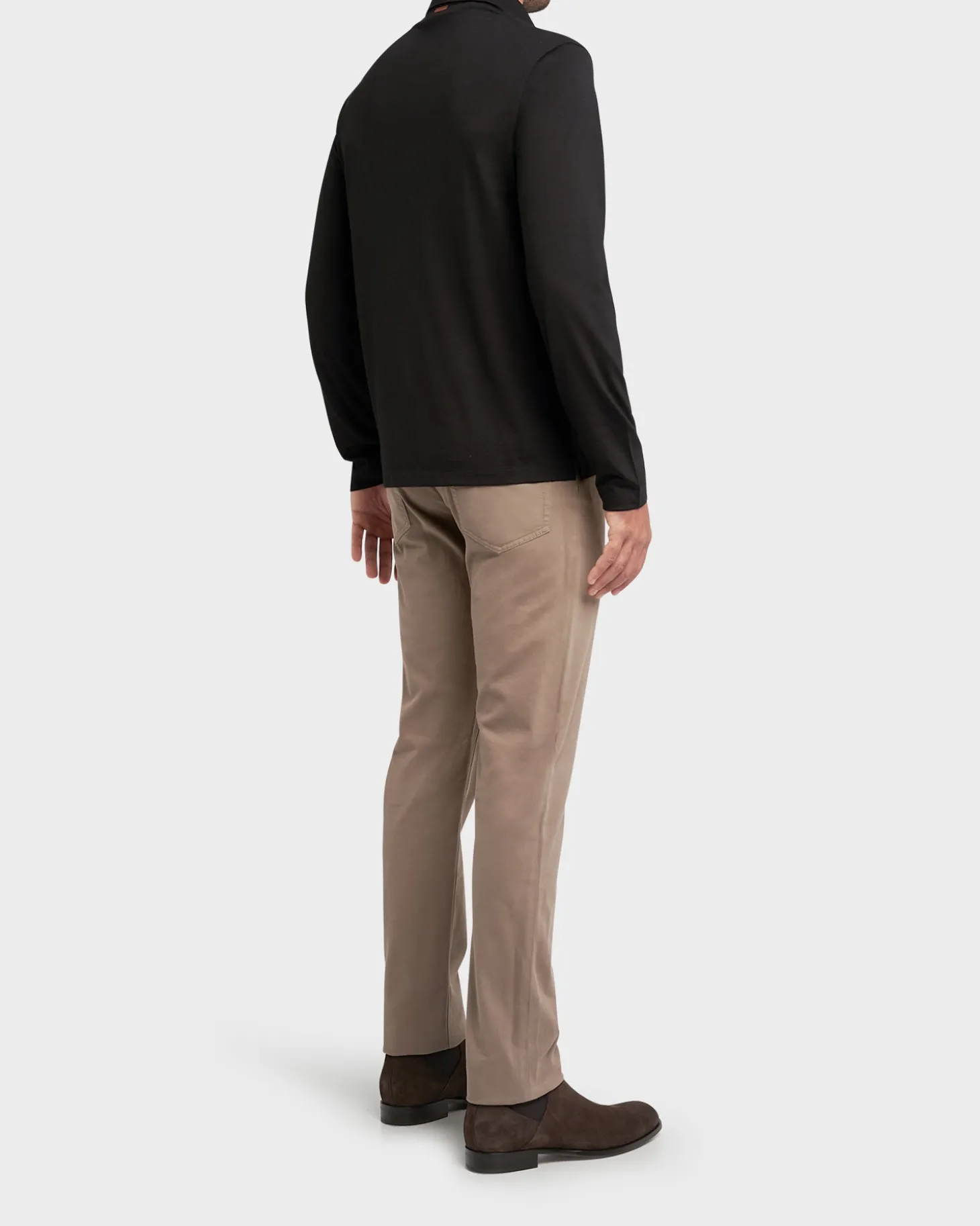 Beige Cotton Stretch Slim Fit City Trousers