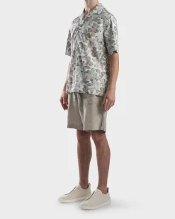 Beige Printed Multicolour Pure Cotton Short Sleeve Shirt