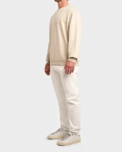 Beige Terry Cotton Crew Neck Sweater