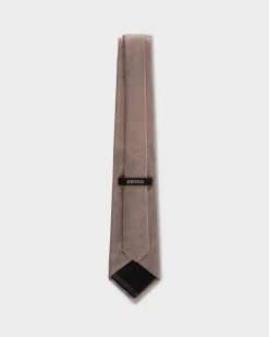 Beige With White Micropattern Tie