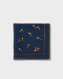 Bird Pattern Wool Pocket Square