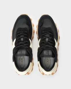 Black And Beige Suede And Fabric 1T Sneakers