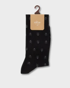 Black And Grey Skull Socks