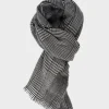Black And White Houndstooth Wool Scarf