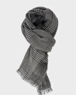 Black And White Houndstooth Wool Scarf