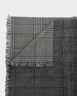 Black And White Houndstooth Wool Scarf