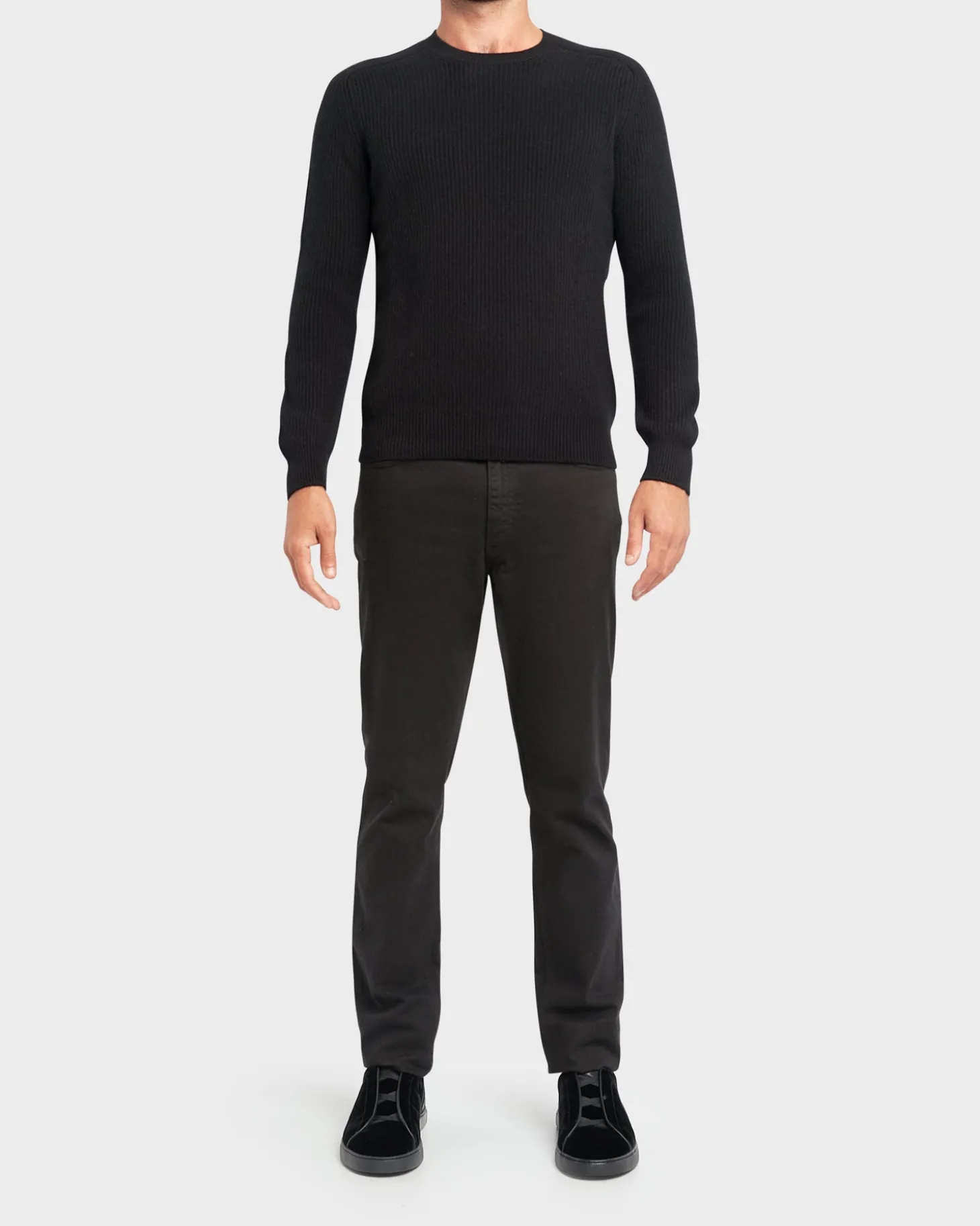 Black Cashmere Crewneck Sweater