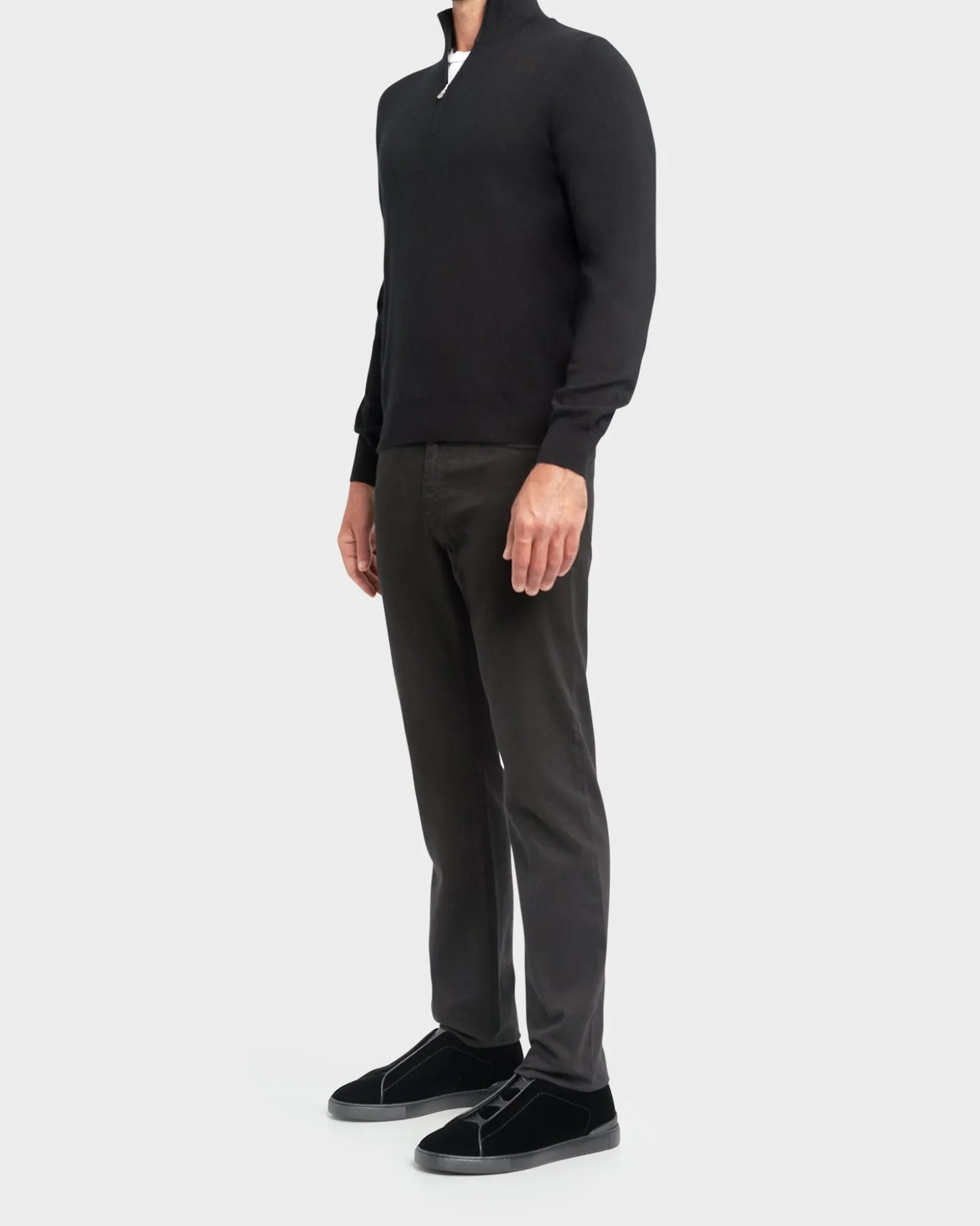 Black Cashmere Zip Sweater