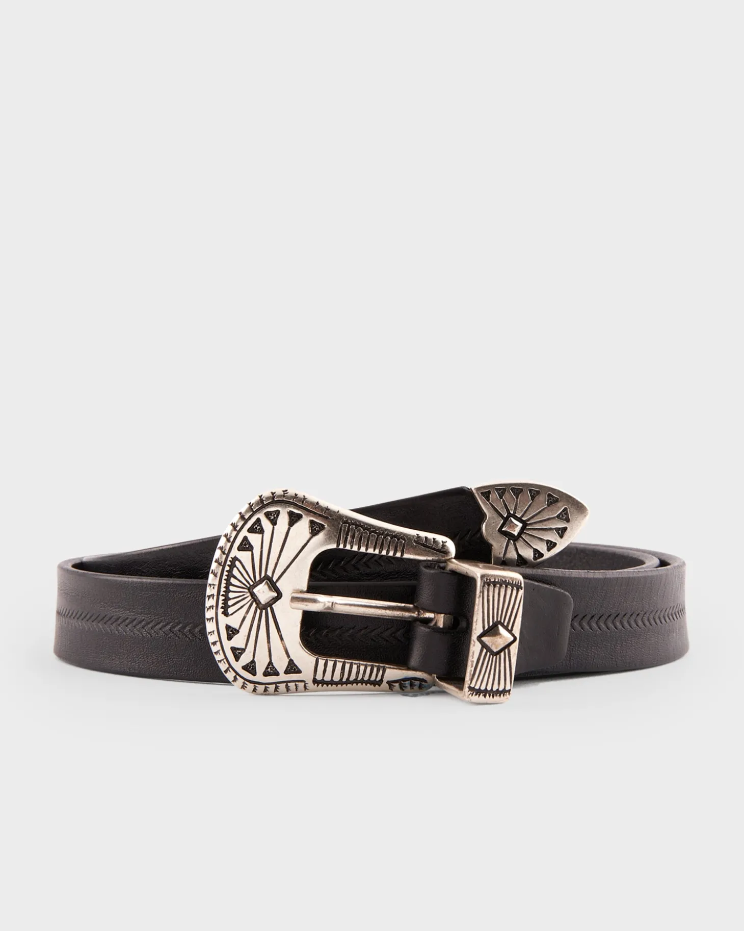 Black Chevron Silver Buckle Belt