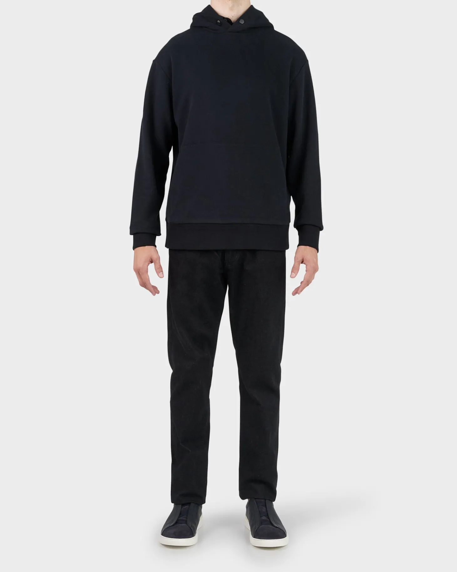 Black Cotton Cashmere Hoodie