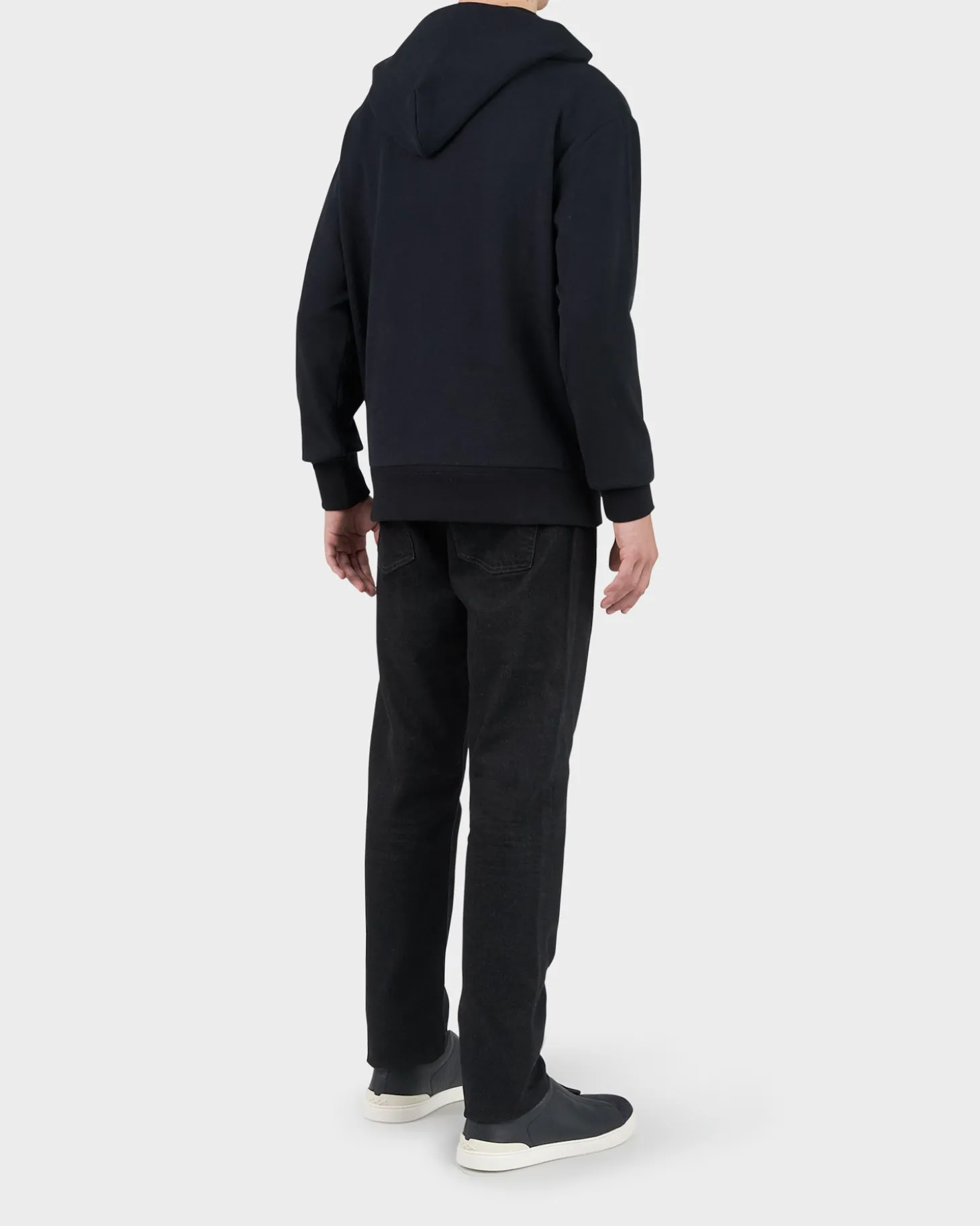 Black Cotton Cashmere Hoodie