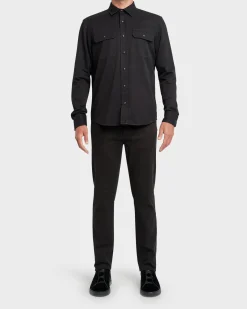 Black Cotton Denim Shirt