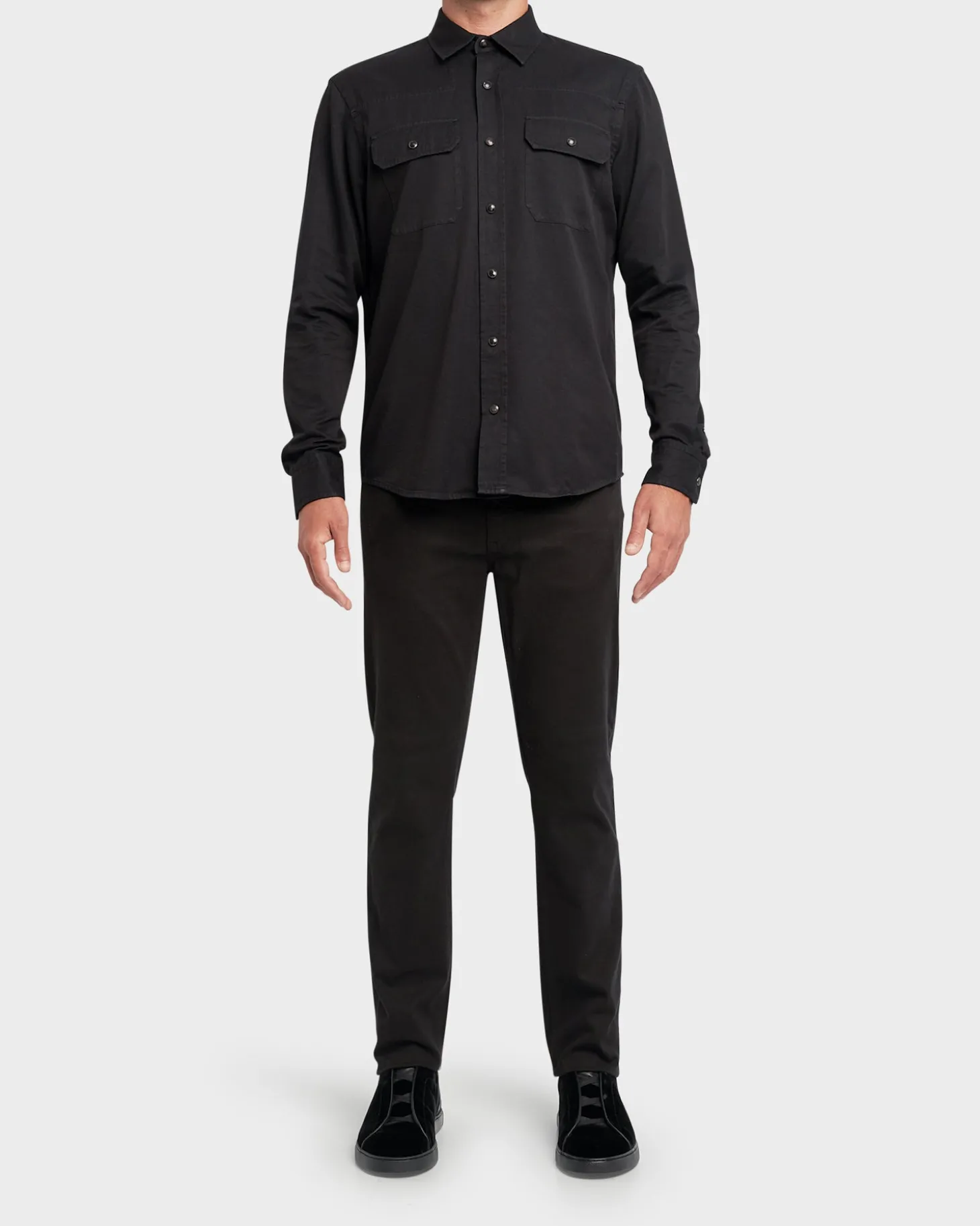 Black Cotton Denim Shirt