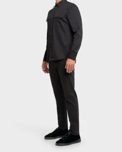Black Cotton Denim Shirt