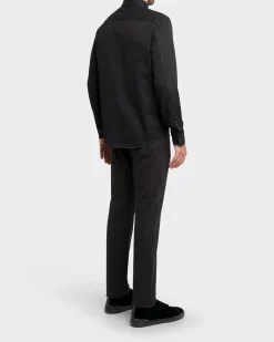 Black Cotton Denim Shirt
