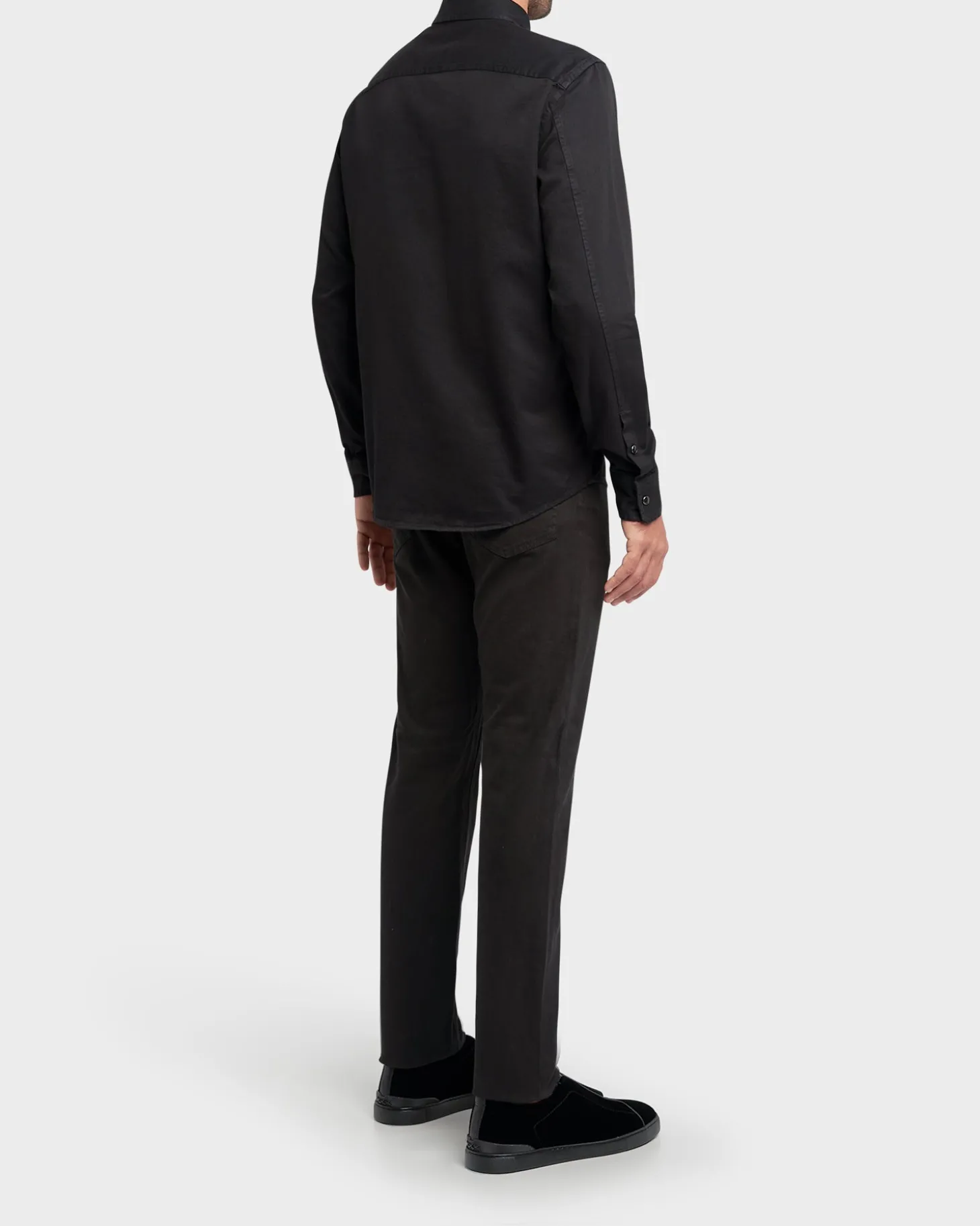 Black Cotton Denim Shirt