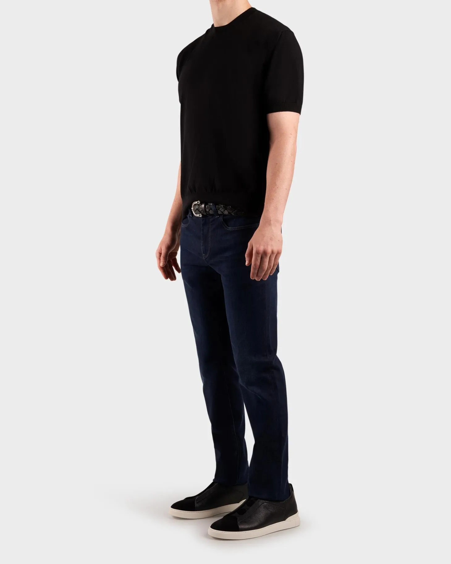 Black Cotton Knit Shirt