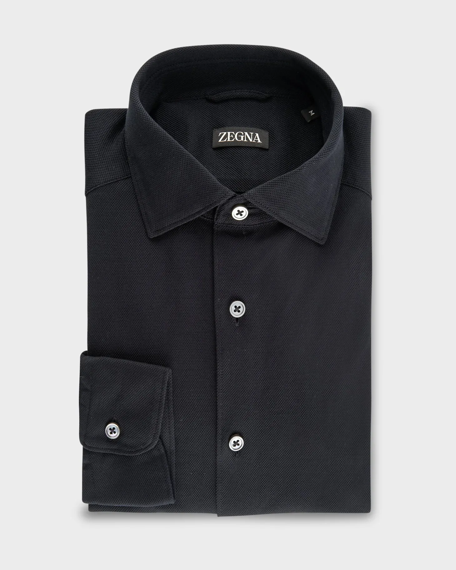 Black Cotton Pique Shirt