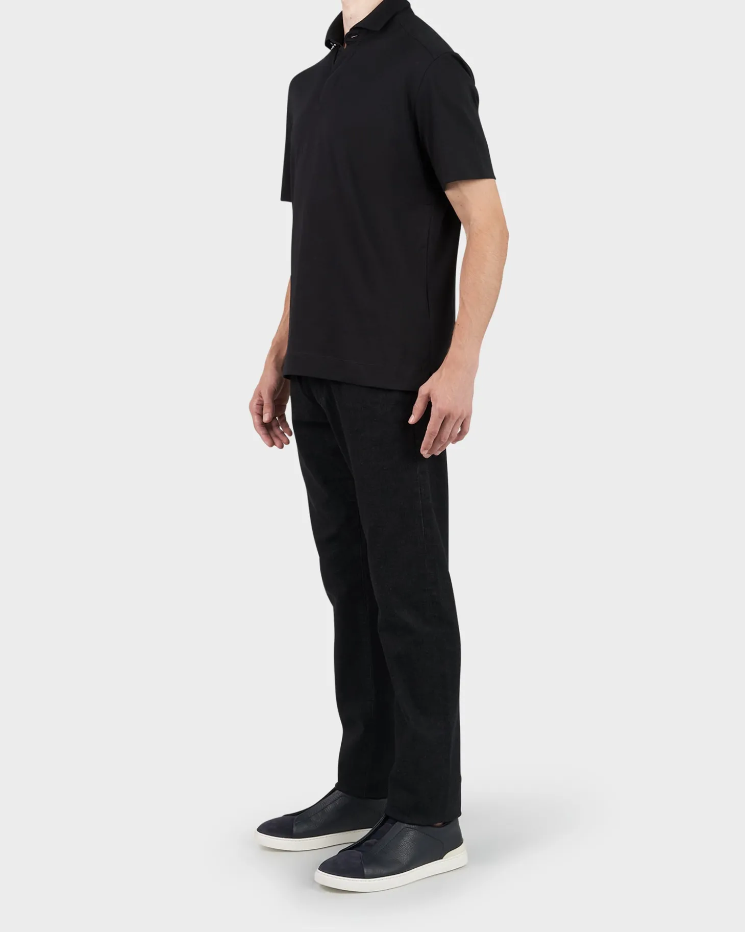 Black Cotton Polo Shirt