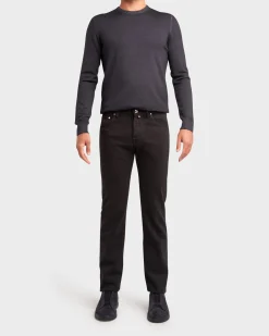 Black Cotton Stretch Slim Fit Denim Jeans