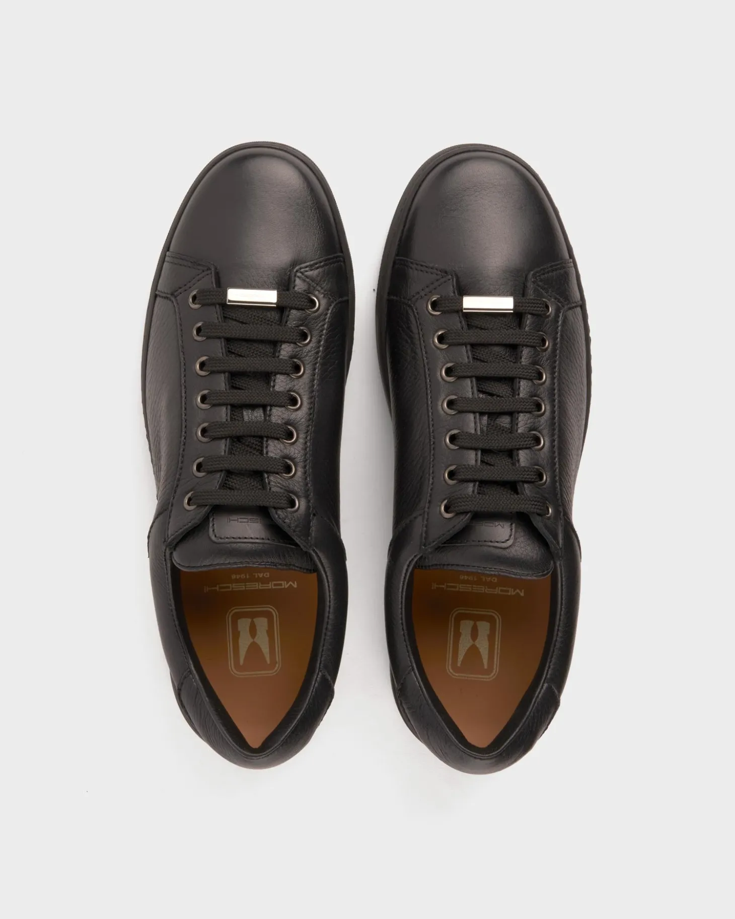 Black Deerskin Leather Sneakers