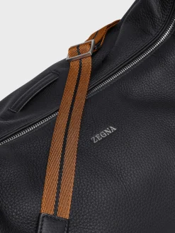 Black Deerskin Panorama Hobo Bag
