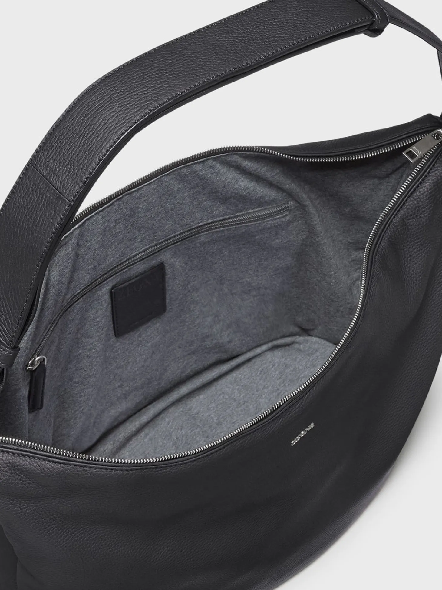 Black Deerskin Panorama Hobo Bag