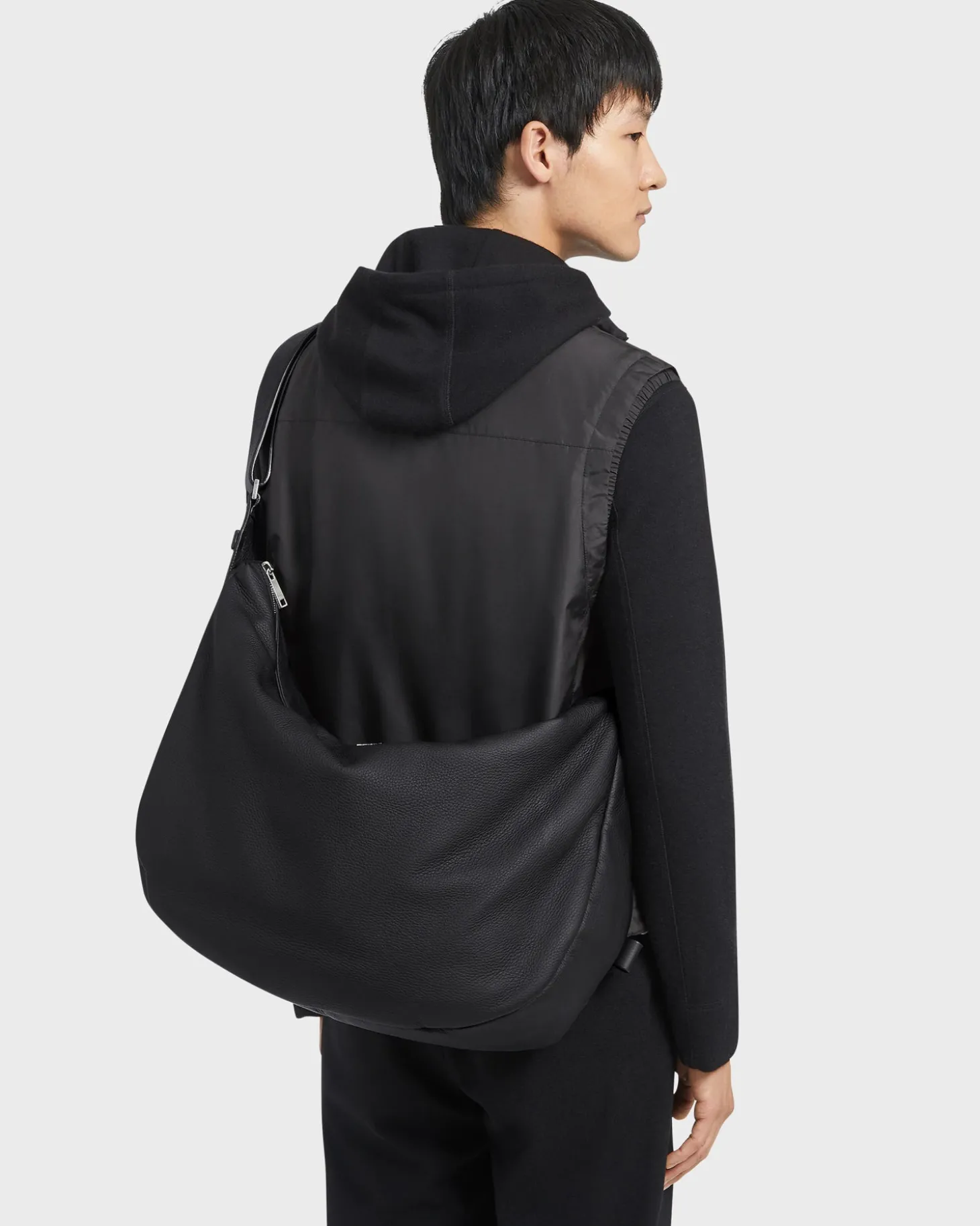 Black Deerskin Panorama Hobo Bag