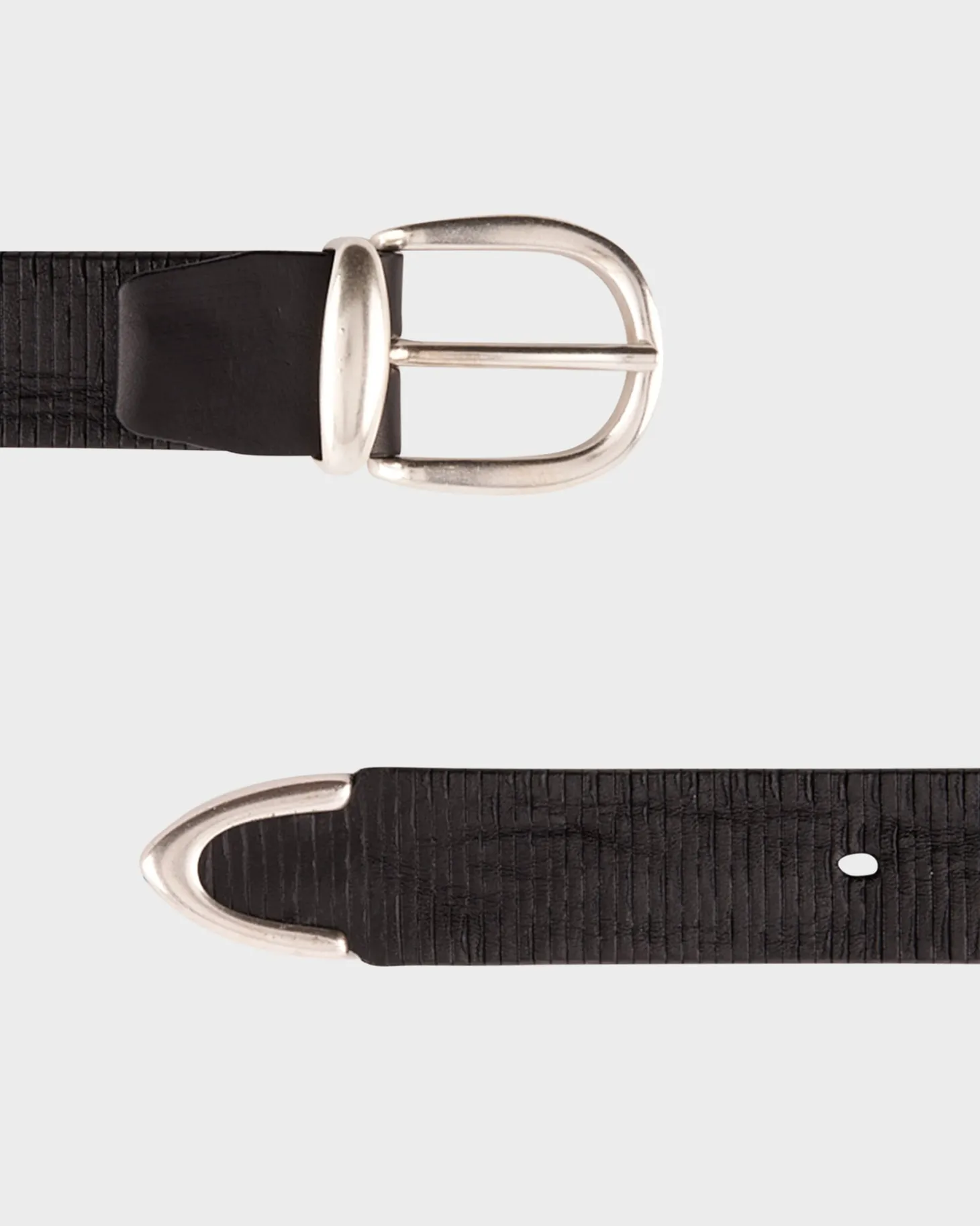 Black Distressed Spliced Leather Belt