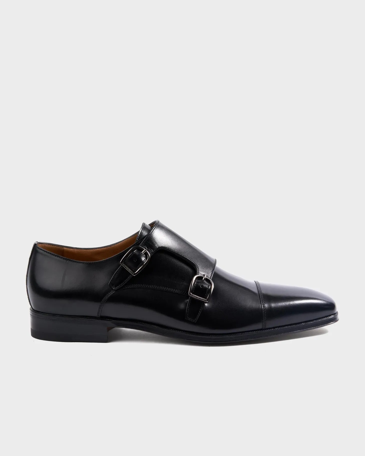 Black Double Monk Calfskin Shoes