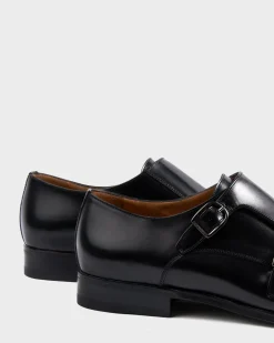 Black Double Monk Calfskin Shoes