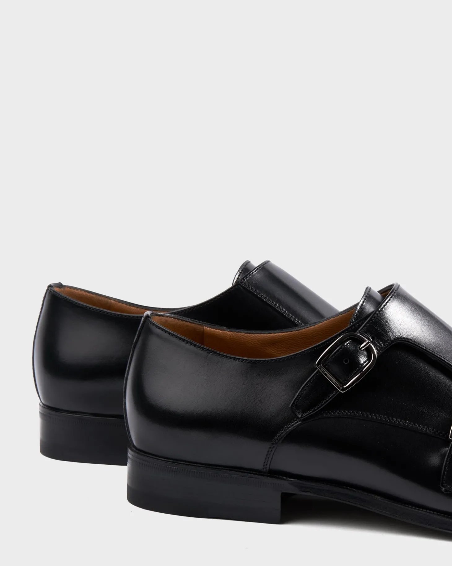 Black Double Monk Calfskin Shoes