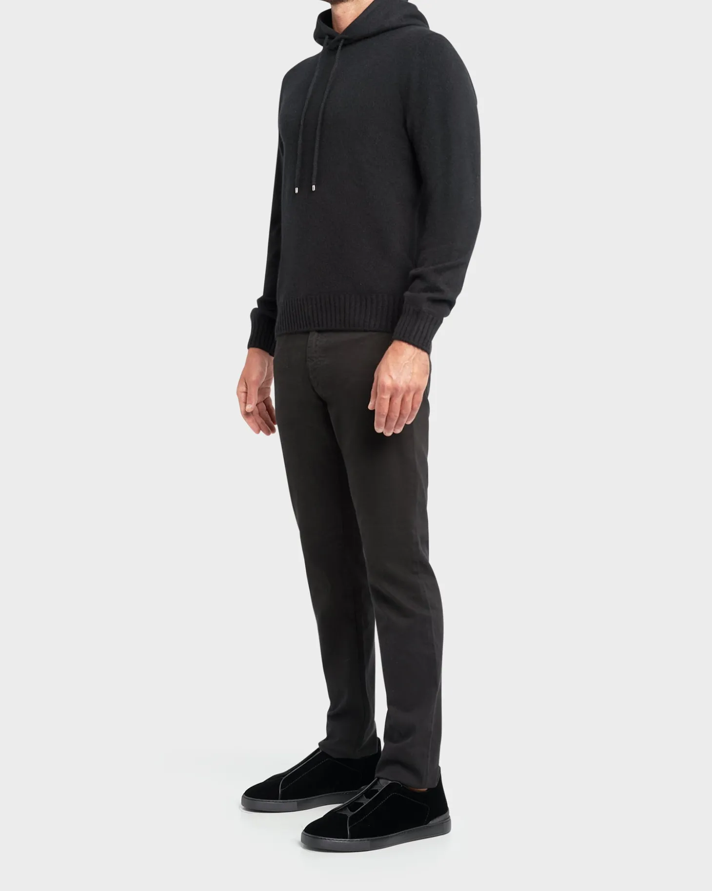 Black Felted Cashmere Hoodie