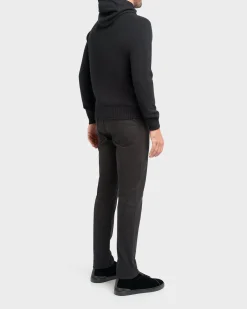 Black Felted Cashmere Hoodie
