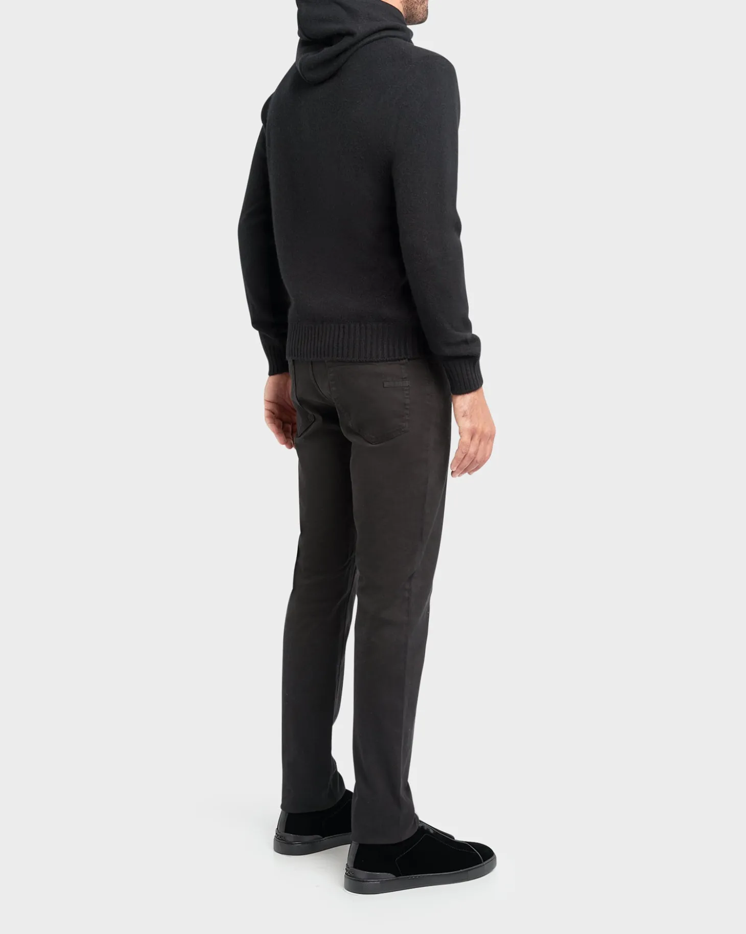 Black Felted Cashmere Hoodie