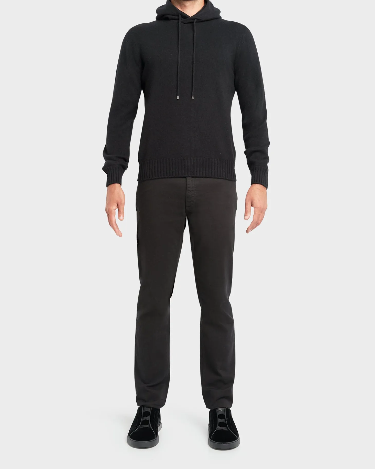 Black Felted Cashmere Hoodie