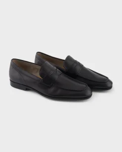Black Leather Penny Loafers