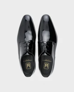 Black Lille Lace Up Patent Shoes