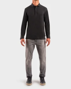 Black Long Sleeve Polo Shirt