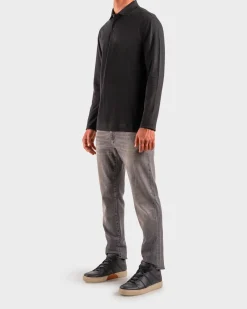 Black Long Sleeve Polo Shirt