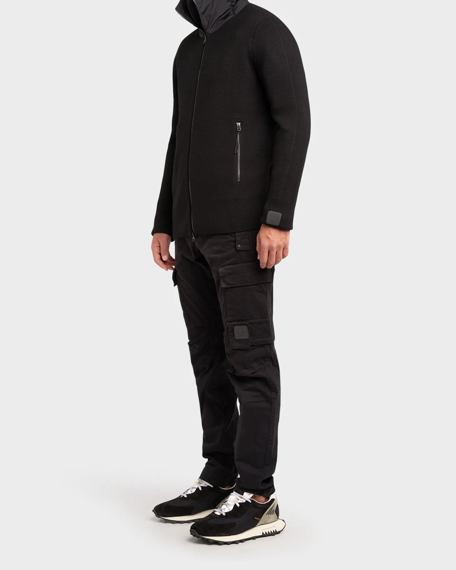 Black Merino Wool Hooded Knit