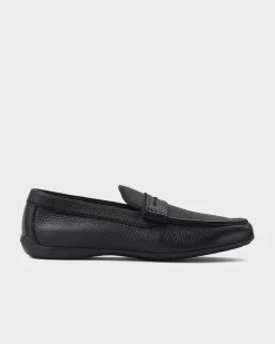 Black Minorca Pebbled Leather Loafer