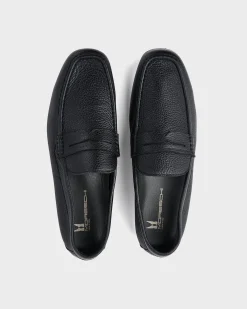 Black Minorca Pebbled Leather Loafer