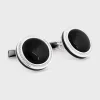 Black Onyx Round Sterling Silver Cufflinks